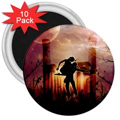 Dancing In The Night With Moon Nd Stars 3  Magnets (10 Pack)  by FantasyWorld7