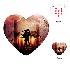 Dancing In The Night With Moon Nd Stars Playing Cards (heart) 