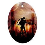 Dancing In The Night With Moon Nd Stars Oval Ornament (Two Sides) Front