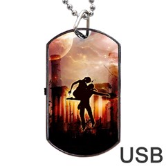 Dancing In The Night With Moon Nd Stars Dog Tag Usb Flash (two Sides) 