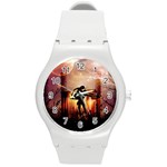 Dancing In The Night With Moon Nd Stars Round Plastic Sport Watch (M) Front