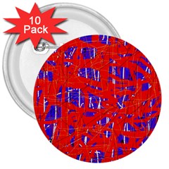 Blue And Red Pattern 3  Buttons (10 Pack)  by Valentinaart