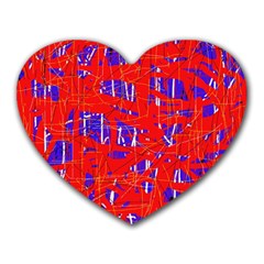 Blue And Red Pattern Heart Mousepads by Valentinaart