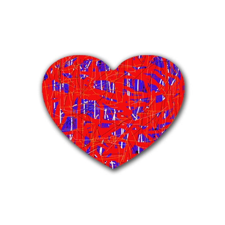 Blue and red pattern Rubber Coaster (Heart) 