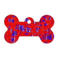 Blue And Red Pattern Dog Tag Bone (one Side) by Valentinaart