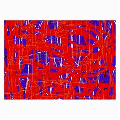 Blue And Red Pattern Large Glasses Cloth (2-side) by Valentinaart