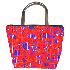 Blue And Red Pattern Bucket Bags by Valentinaart