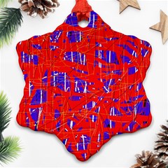 Blue And Red Pattern Ornament (snowflake) 