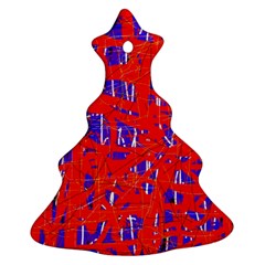 Blue And Red Pattern Christmas Tree Ornament (2 Sides)