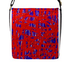 Blue And Red Pattern Flap Messenger Bag (l)  by Valentinaart