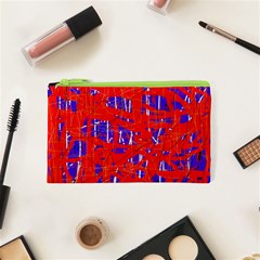 Blue And Red Pattern Cosmetic Bag (xs) by Valentinaart