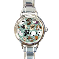 Dog Pattern Round Italian Charm Watch