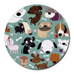 Dog Pattern Round Mousepads