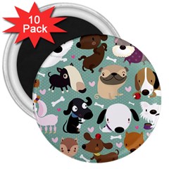 Dog Pattern 3  Magnets (10 Pack) 