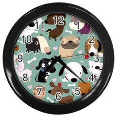 Dog Pattern Wall Clocks (black) by Mjdaluz