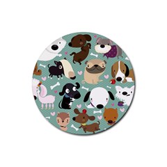 Dog Pattern Rubber Round Coaster (4 Pack) 