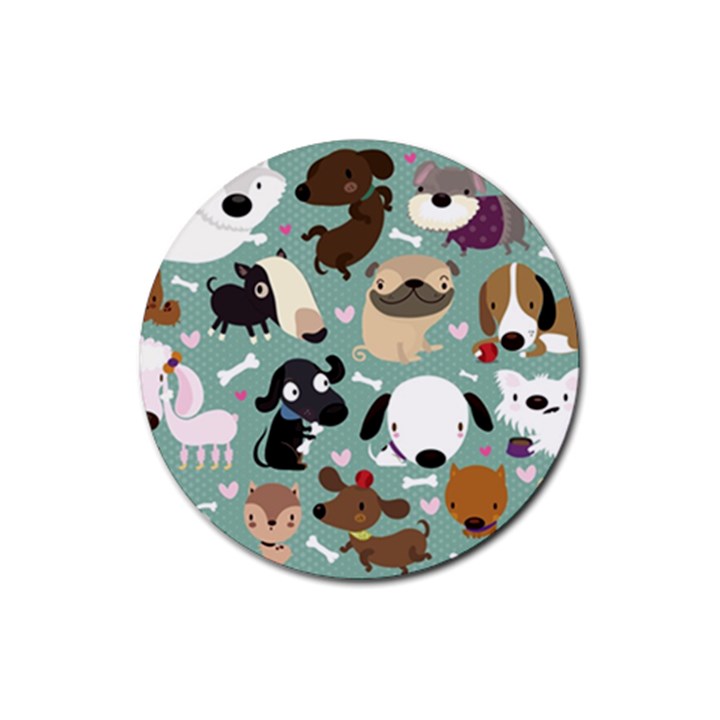 Dog Pattern Rubber Round Coaster (4 pack) 