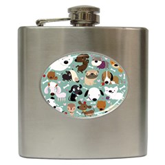 Dog Pattern Hip Flask (6 Oz) by Mjdaluz