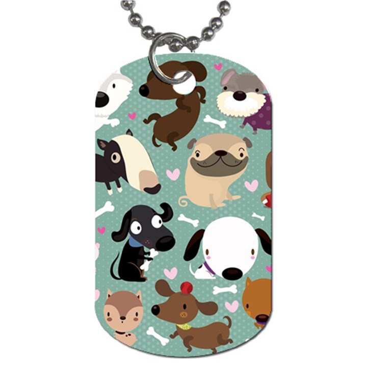 Dog Pattern Dog Tag (Two Sides)