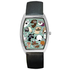 Dog Pattern Barrel Style Metal Watch