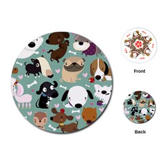 Dog Pattern Playing Cards (round) 