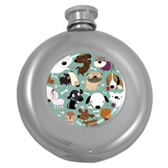 Dog Pattern Round Hip Flask (5 Oz)