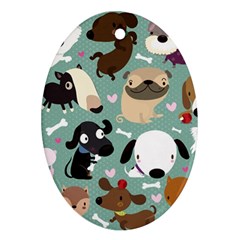 Dog Pattern Oval Ornament (two Sides)