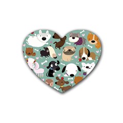 Dog Pattern Heart Coaster (4 Pack)  by Mjdaluz