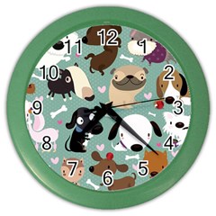 Dog Pattern Color Wall Clocks by Mjdaluz