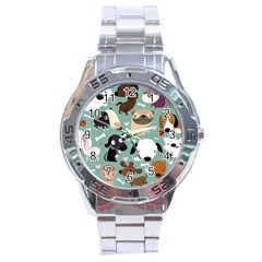 Dog Pattern Stainless Steel Analogue Watch