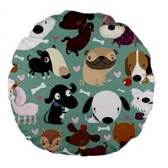 Dog Pattern Large 18  Premium Round Cushions