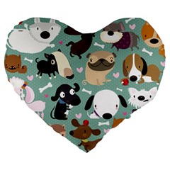 Dog Pattern Large 19  Premium Heart Shape Cushions