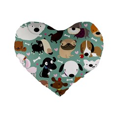 Dog Pattern Standard 16  Premium Flano Heart Shape Cushions