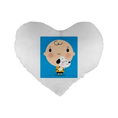 Snoopy Standard 16  Premium Flano Heart Shape Cushions by Mjdaluz