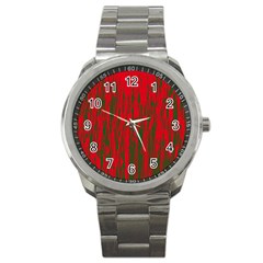 Red And Green Pattern Sport Metal Watch by Valentinaart