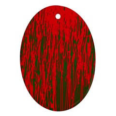 Red And Green Pattern Oval Ornament (two Sides)