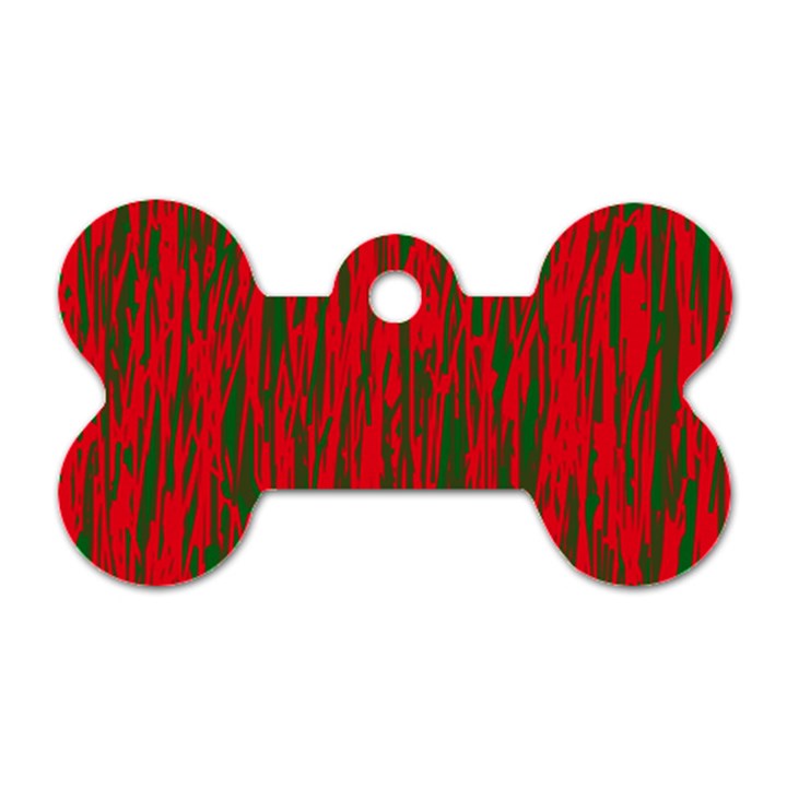 Red and green pattern Dog Tag Bone (One Side)