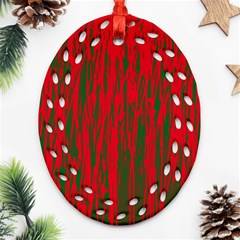 Red And Green Pattern Oval Filigree Ornament (2-side) 