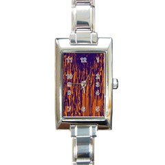 Blue And Orange Pattern Rectangle Italian Charm Watch by Valentinaart