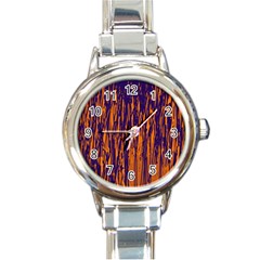 Blue And Orange Pattern Round Italian Charm Watch by Valentinaart