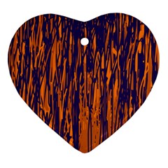 Blue And Orange Pattern Ornament (heart)  by Valentinaart