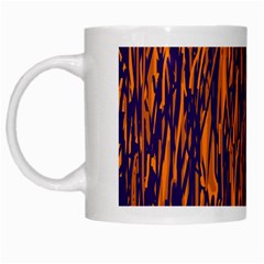 Blue And Orange Pattern White Mugs by Valentinaart