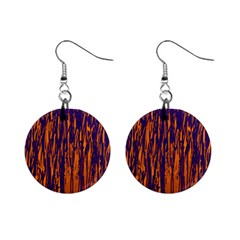 Blue And Orange Pattern Mini Button Earrings