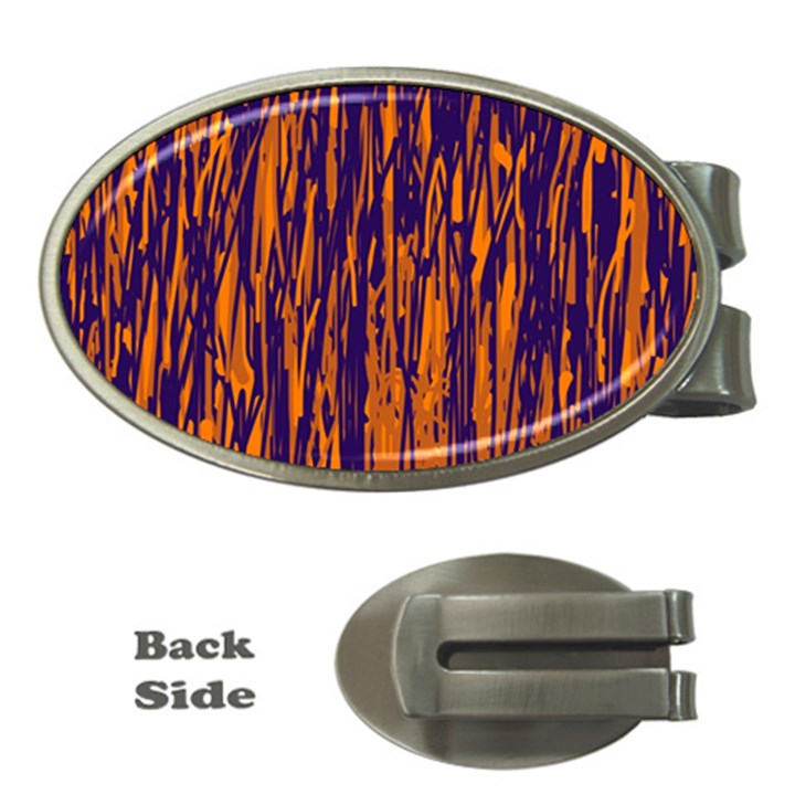 Blue and orange pattern Money Clips (Oval) 