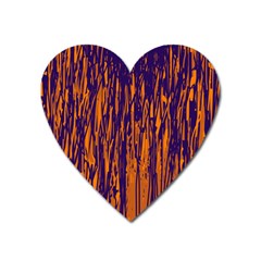 Blue And Orange Pattern Heart Magnet by Valentinaart