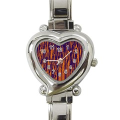 Blue And Orange Pattern Heart Italian Charm Watch by Valentinaart