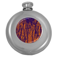 Blue And Orange Pattern Round Hip Flask (5 Oz) by Valentinaart