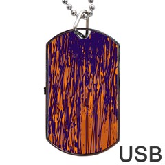 Blue And Orange Pattern Dog Tag Usb Flash (two Sides) 