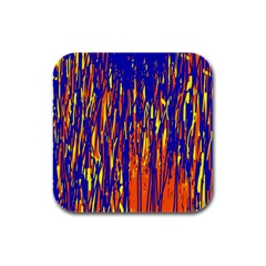 Orange, Blue And Yellow Pattern Rubber Square Coaster (4 Pack)  by Valentinaart