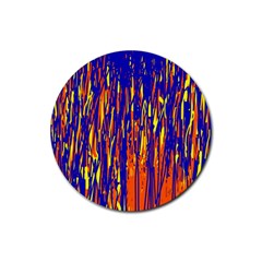 Orange, Blue And Yellow Pattern Rubber Coaster (round)  by Valentinaart